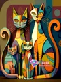 Diamantbild Katze Cartoon abstrakt 20x30 bis 50x70 cm – Farbe C466-17