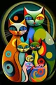 Diamantbild Katze Cartoon abstrakt 20x30 bis 50x70 cm – Farbe C466-21
