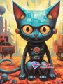 Diamantbild Katze Cartoon abstrakt 20x30 bis 50x70 cm – Farbe C466-22
