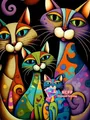 Diamantbild Katze Cartoon abstrakt 20x30 bis 50x70 cm – Farbe C466-23