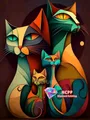 Diamantbild Katze Cartoon abstrakt 20x30 bis 50x70 cm – Farbe C466-24