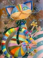 Diamantbild Katze Cartoon abstrakt 20x30 bis 50x70 cm – Farbe C466-3