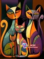 Diamantbild Katze Cartoon abstrakt 20x30 bis 50x70 cm – Farbe C466-4
