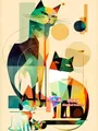 Diamantbild Katze Cartoon abstrakt 20x30 bis 50x70 cm – Farbe C466-8