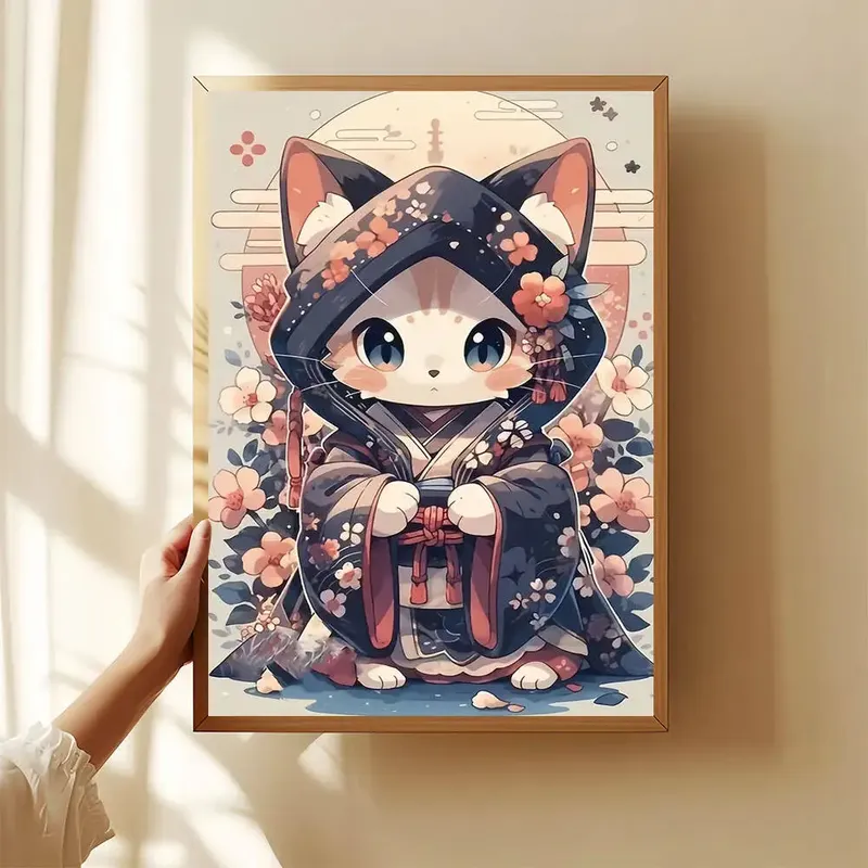Diamantbild Katze Cartoon Tier Kätzchen Mosaik 30x40 bis 50x70cm