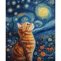 Diamantbild Katze Sternennacht 120 Farben 30x40 bis 45x60 cm – Farbe 120 Colors-BQ BY-21