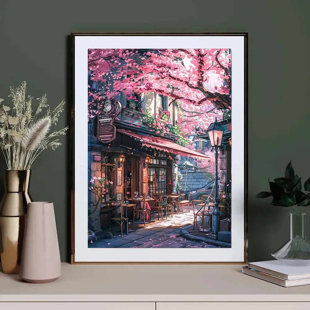 Diamantbild Kirschblüte Fuji Landschaft Mosaik Anfänger Deko