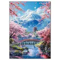 Diamantbild Kirschblüte Fuji Landschaft Mosaik Anfänger Deko – Farbe FDX5574