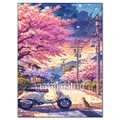 Diamantbild Kirschblüte Fuji Landschaft Mosaik Anfänger Deko – Farbe FDX5575