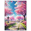 Diamantbild Kirschblüte Fuji Landschaft Mosaik Anfänger Deko – Farbe FDX5579