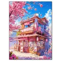 Diamantbild Kirschblüte Fuji Landschaft Mosaik Anfänger Deko – Farbe FDX5583