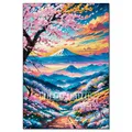 Diamantbild Kirschblüte Fuji Landschaft Mosaik Anfänger Deko – Farbe FDX5589
