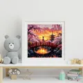Diamantbild Kirschblüte Turm Landschaft Strass Mosaik Geschenk – 3