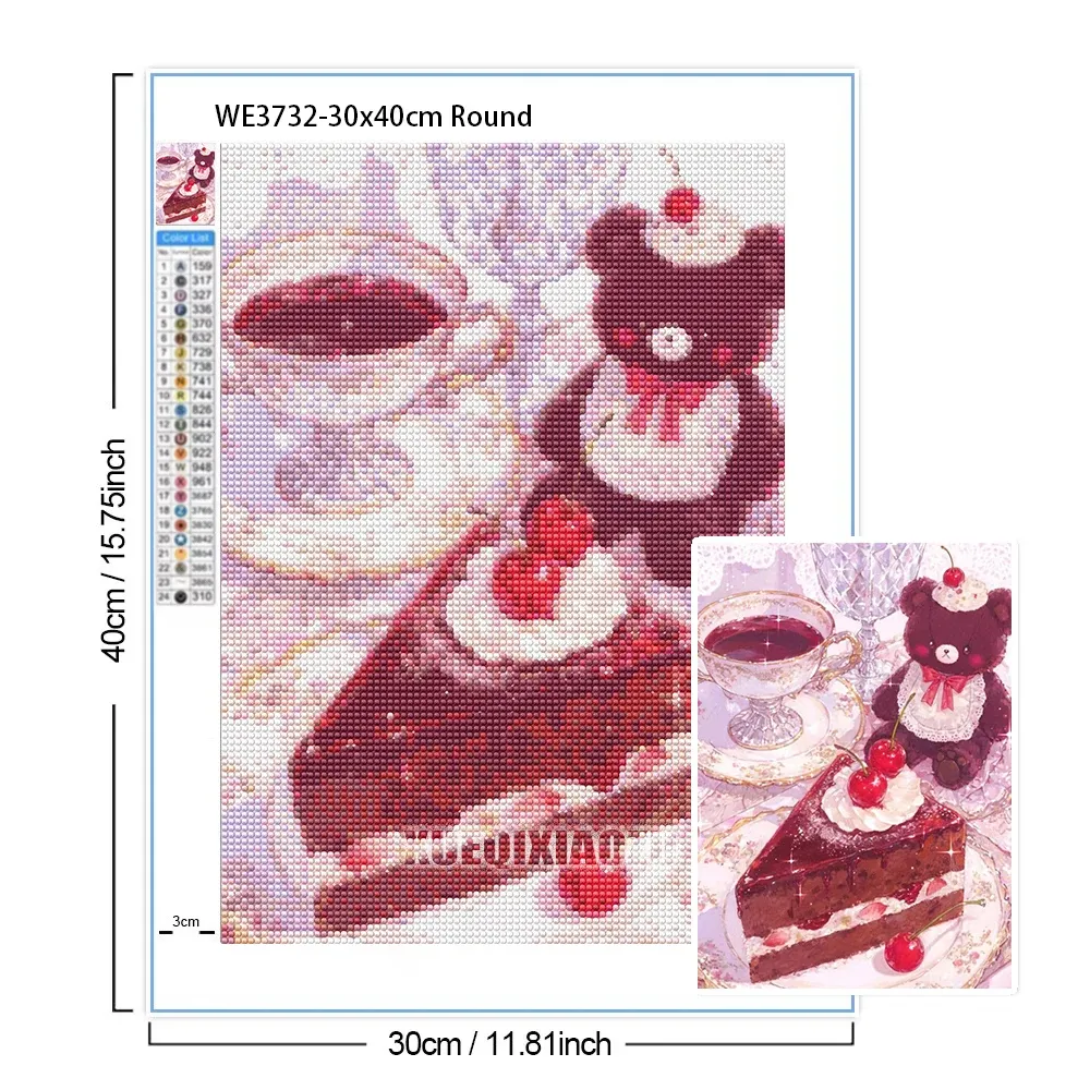 Diamantbild Kuchen 20 bis 50 cm mit runden oder eckigen Steinen