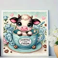 Diamantbild Kuh Kaffeetasse 20 bis 50 cm mit runden Steinen – 2