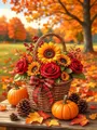 Diamantbild Kürbis Halloween Landschaft Herbst Wald 20x30 bis 50x70cm – Farbe 1116