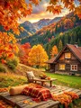 Diamantbild Kürbis Halloween Landschaft Herbst Wald 20x30 bis 50x70cm – Farbe 1127