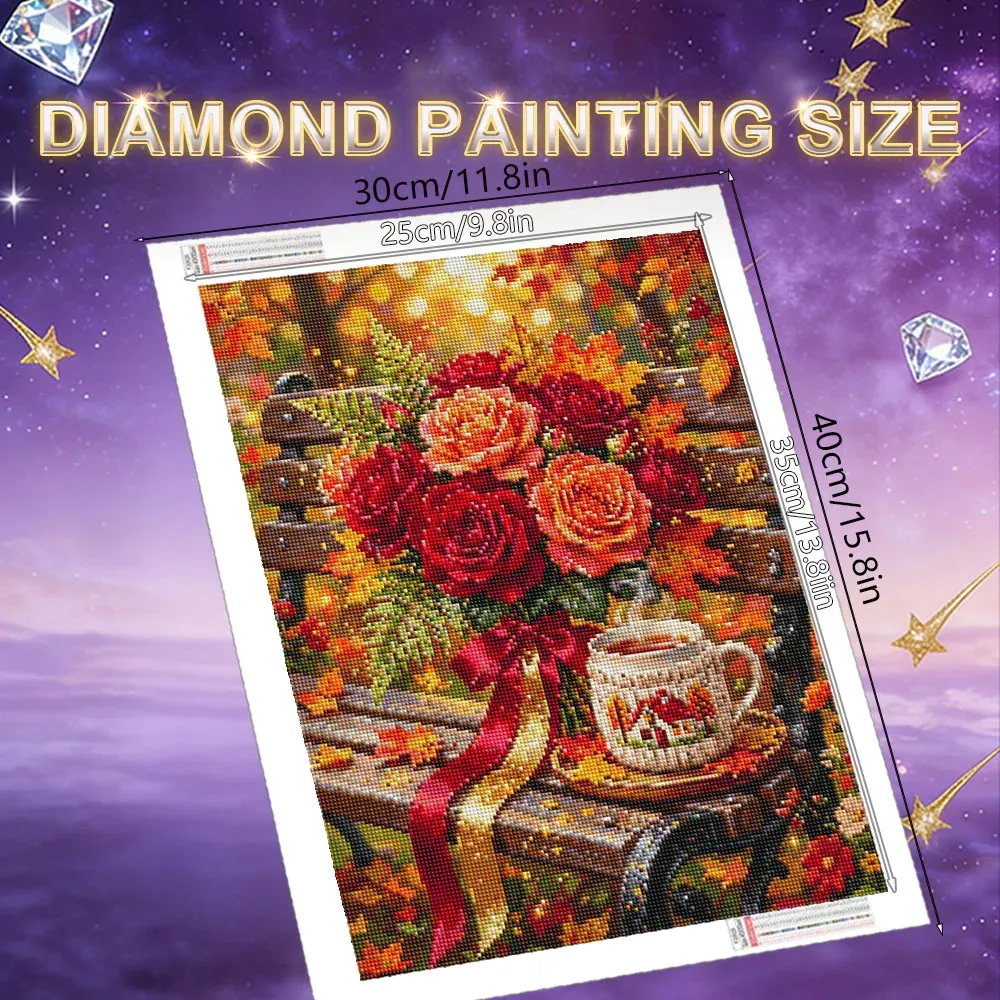 Diamantbild Kürbis Halloween Landschaft Herbst Wald 20x30 bis 50x70cm