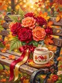 Diamantbild Kürbis Halloween Landschaft Herbst Wald 20x30 bis 50x70cm – Farbe 1117