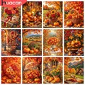 Diamantbild Kürbis Halloween Landschaft Herbst Wald 20x30 bis 50x70cm – 1