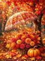 Diamantbild Kürbis Halloween Landschaft Herbst Wald 20x30 bis 50x70cm – Farbe 1125