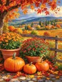 Diamantbild Kürbis Halloween Landschaft Herbst Wald 20x30 bis 50x70cm – Farbe 1121