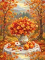 Diamantbild Kürbis Halloween Landschaft Herbst Wald 20x30 bis 50x70cm – Farbe 1122