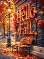 Diamantbild Kürbis Halloween Landschaft Herbst Wald 20x30 bis 50x70cm – Farbe 1120