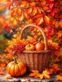 Diamantbild Kürbis Halloween Landschaft Herbst Wald 20x30 bis 50x70cm – Farbe 1119