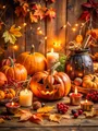 Diamantbild Kürbis Halloween Landschaft Herbst Wald 20x30 bis 50x70cm – Farbe 1118