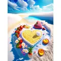 Diamantbild Landschaft 30 x 40 cm mit runden Steinen – Farbe Braun