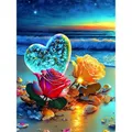 Diamantbild Landschaft 30 x 40 cm mit runden Steinen – Farbe Burgunderrot