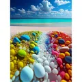 Diamantbild Landschaft 30 x 40 cm mit runden Steinen – Farbe Gelb