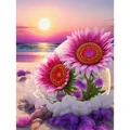 Diamantbild Landschaft 30 x 40 cm mit runden Steinen – Farbe Hellgrau