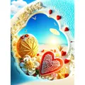Diamantbild Landschaft 30 x 40 cm mit runden Steinen – Farbe mehrfarbig