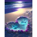 Diamantbild Landschaft 30 x 40 cm mit runden Steinen – Farbe VIOLET/紫罗兰