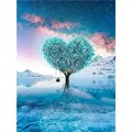 Diamantbild Landschaft 30 x 40 cm mit runden Steinen – Farbe WEISS