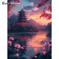 Diamantbild Landschaft Turm 20 bis 70 cm mit runden oder eckigen Steinen – 1