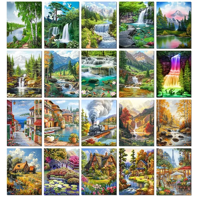 Diamantbild Landschaft Wald Kunst Strass Mosaik Kreuzstich Deko