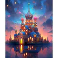 Diamantbild Lichter Landschaft 30 x 40 cm mit runden Steinen – Farbe hellgelb
