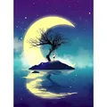 Diamantbild Lichter Landschaft 30 x 40 cm mit runden Steinen – Farbe Rot