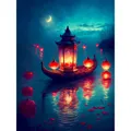 Diamantbild Lichter Landschaft 30 x 40 cm mit runden Steinen – Farbe schwarz