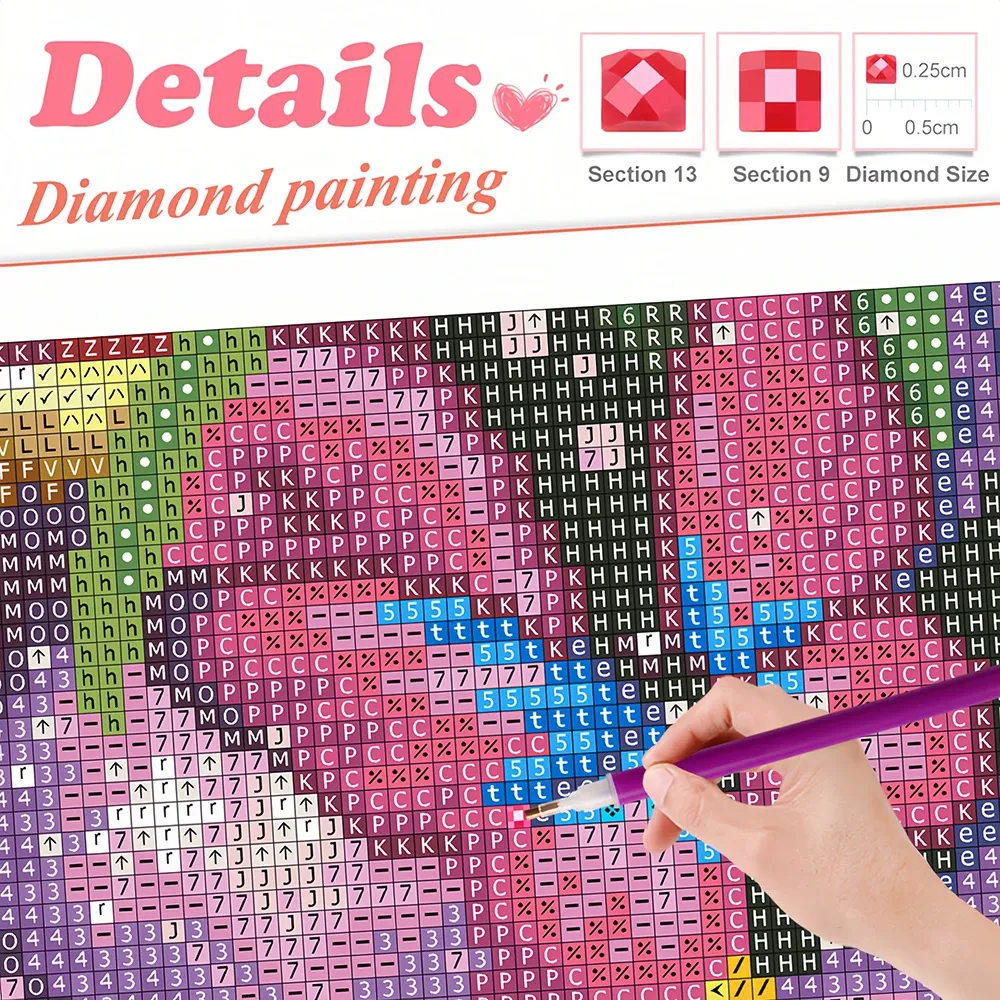 Diamantbild Mädchen Porträt 20 bis 50 cm mit runden oder eckigen Steinen