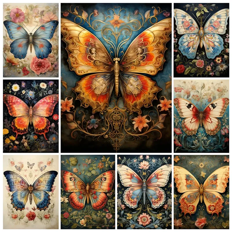 Diamantbild Mandala Schmetterling Blume 20x25 bis 40x50 cm