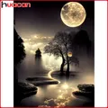 Diamantbild Mond Landschaft Mosaik Komplettset Heimdekoration – 1