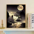 Diamantbild Mond Landschaft Mosaik Komplettset Heimdekoration – 2