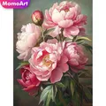 Diamantbild Pfingstrose Blume 20 bis 70 cm mit runden oder eckigen Steinen – 1