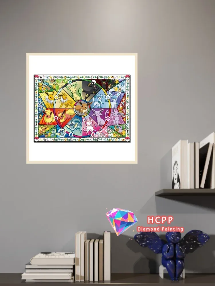 Diamantbild Pikachu Eeveelution 20 bis 70 cm mit runden oder eckigen Steinen