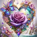 Diamantbild Rose Schmetterling 20 bis 50 cm mit runden oder eckigen Steinen – Farbe 4084