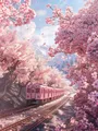 Diamantbild Sakura Zug 30 bis 60 cm mit runden oder eckigen Steinen – Farbe YZ405